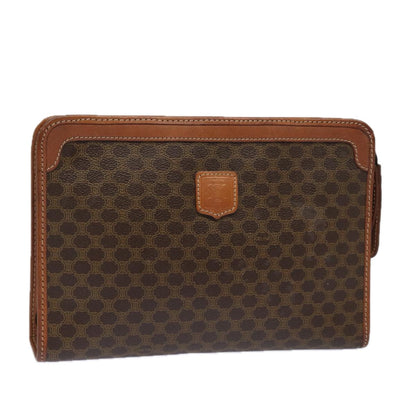 Luxury CELINE Macadam Canvas Clutch Bag PVC Leather Beige 79732