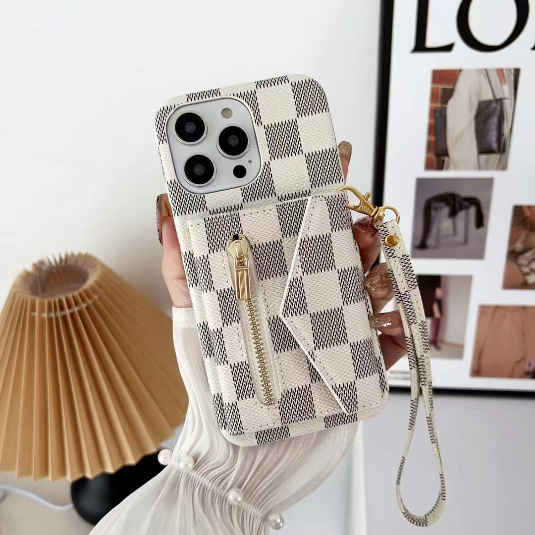 Tri-fold zipper phone case for iphone