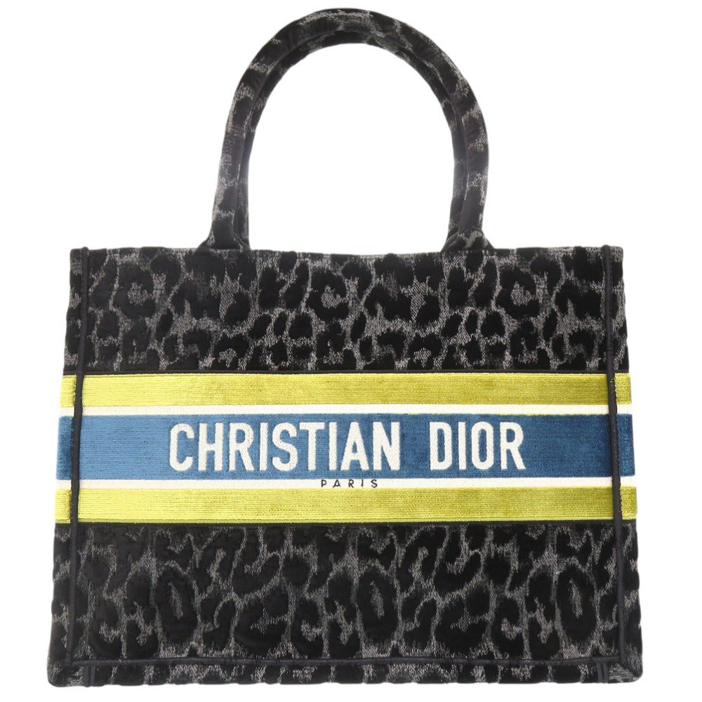 Christian Dior Tote Bag Velor black Velour Book Tote Leopard Print Medium Tote Bag Women(Unisex) Rovelle Bags