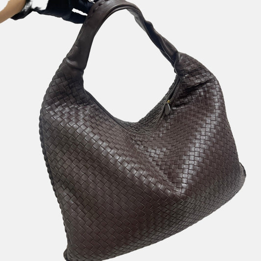 Bottega Veneta Hobo Bag Large Dark Chocolate Brown Lambskin leather 50cm
