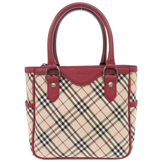 BURBERRY Handbag Leather, Canvas Red Nova Check Women