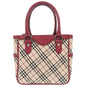 BURBERRY Handbag Leather, Canvas Red Nova Check Women