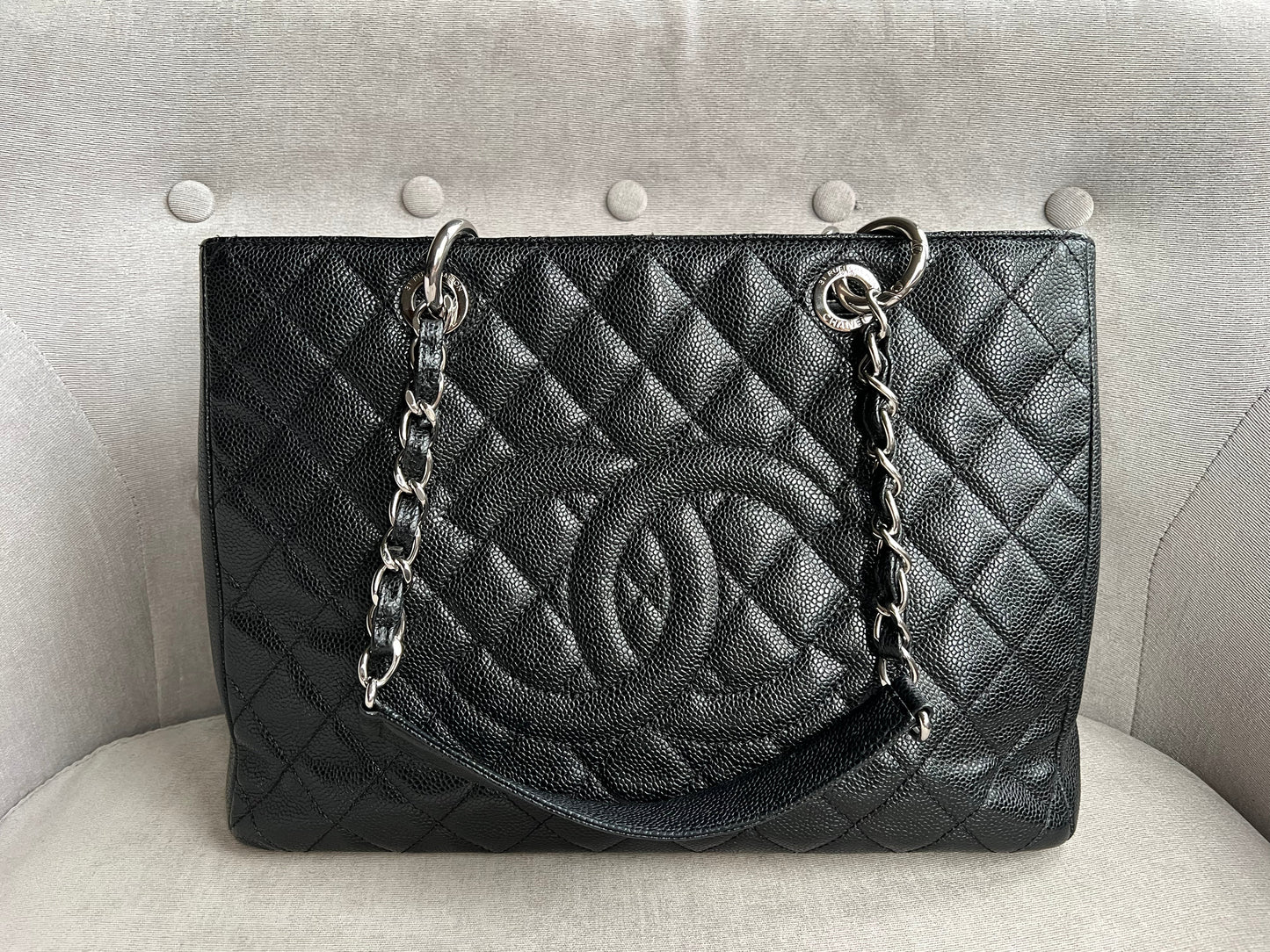 Chanel Caviar Black Silver Tote Style Rovelle Bags