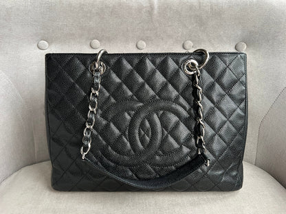 Chanel Caviar Black Silver Tote Style Rovelle Bags