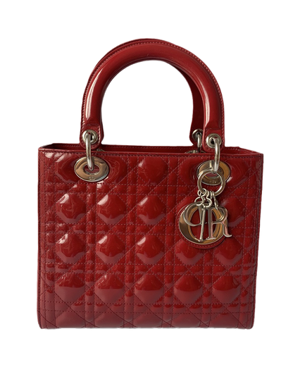 Lady Dior Medium Bag Red Patent Leather Rovelle Bags
