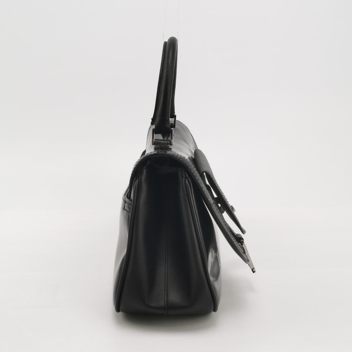 Dior Top Handle Saddle Bag Black Smooth Shiny Calfskin Leather Rovelle Bags
