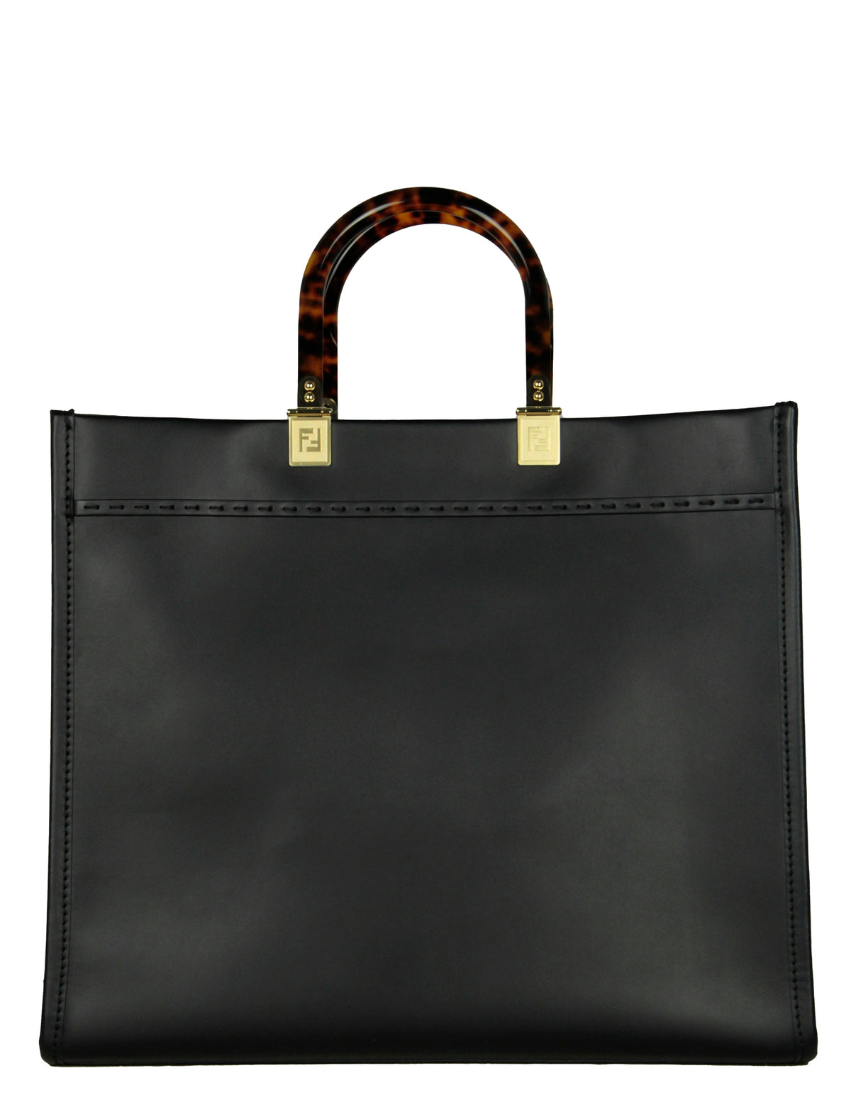 Fendi Black Leather Medium Fendi Sunshine Shopper Tote Bag Rovelle Bags