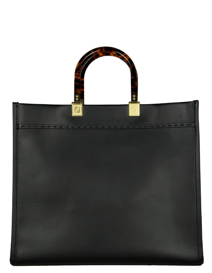 Fendi Black Leather Medium Fendi Sunshine Shopper Tote Bag Rovelle Bags