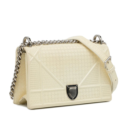 White Dior Medium Patent Diorama Crossbody Bag Rovelle Bags
