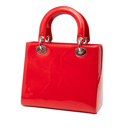 Dior Lady Dior Leather Handbag Red Rovelle Bags