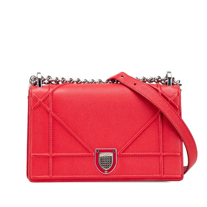 Red Dior Small Grained Calfskin Diorama Flap Crossbody Bag Rovelle Bags