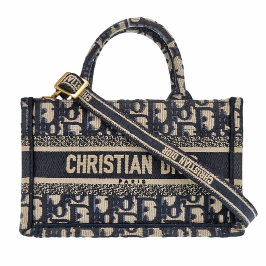 Christian Dior Handbag canvas Navy oblique book tote mini Rovelle Bags