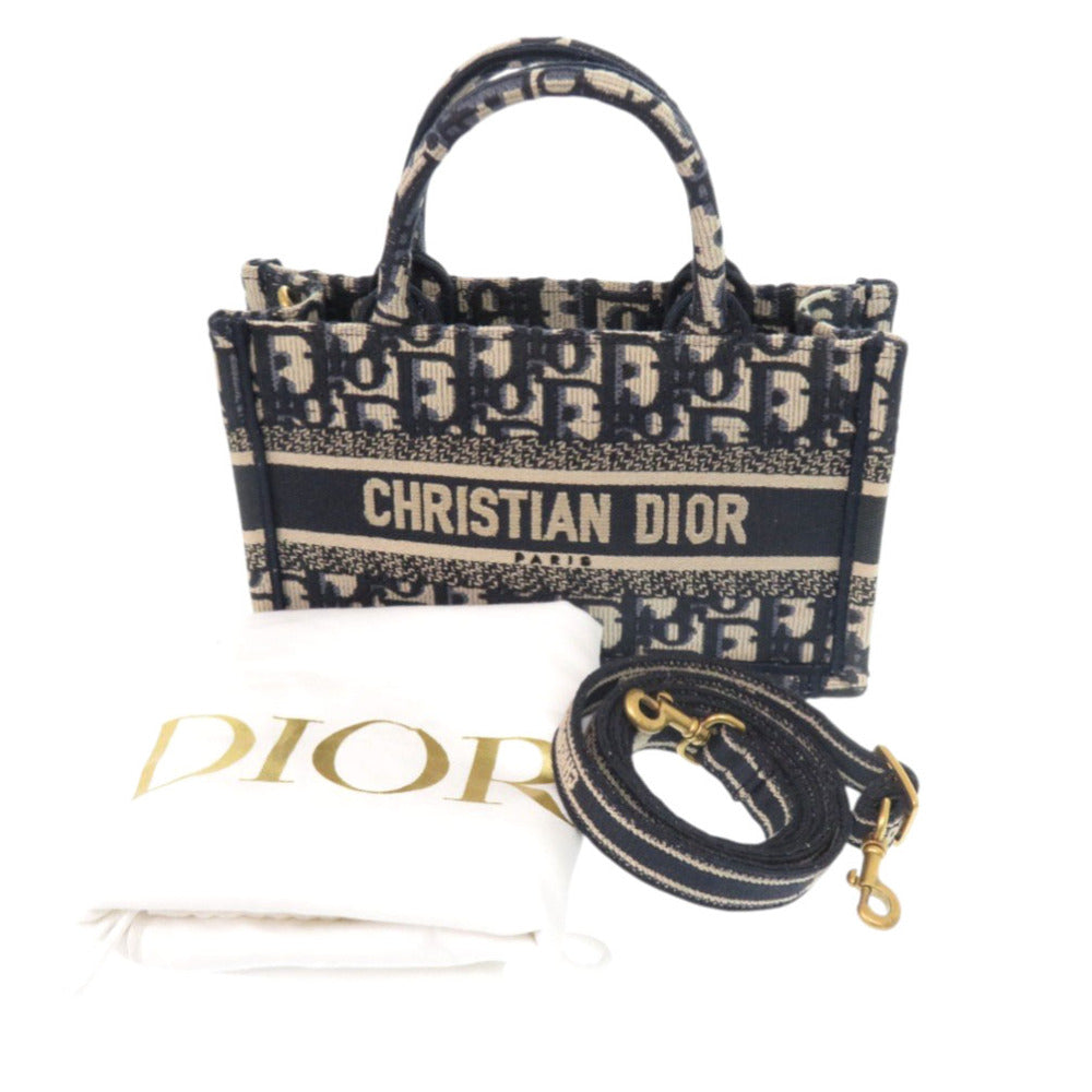 Christian Dior Handbag canvas Navy oblique book tote mini Rovelle Bags