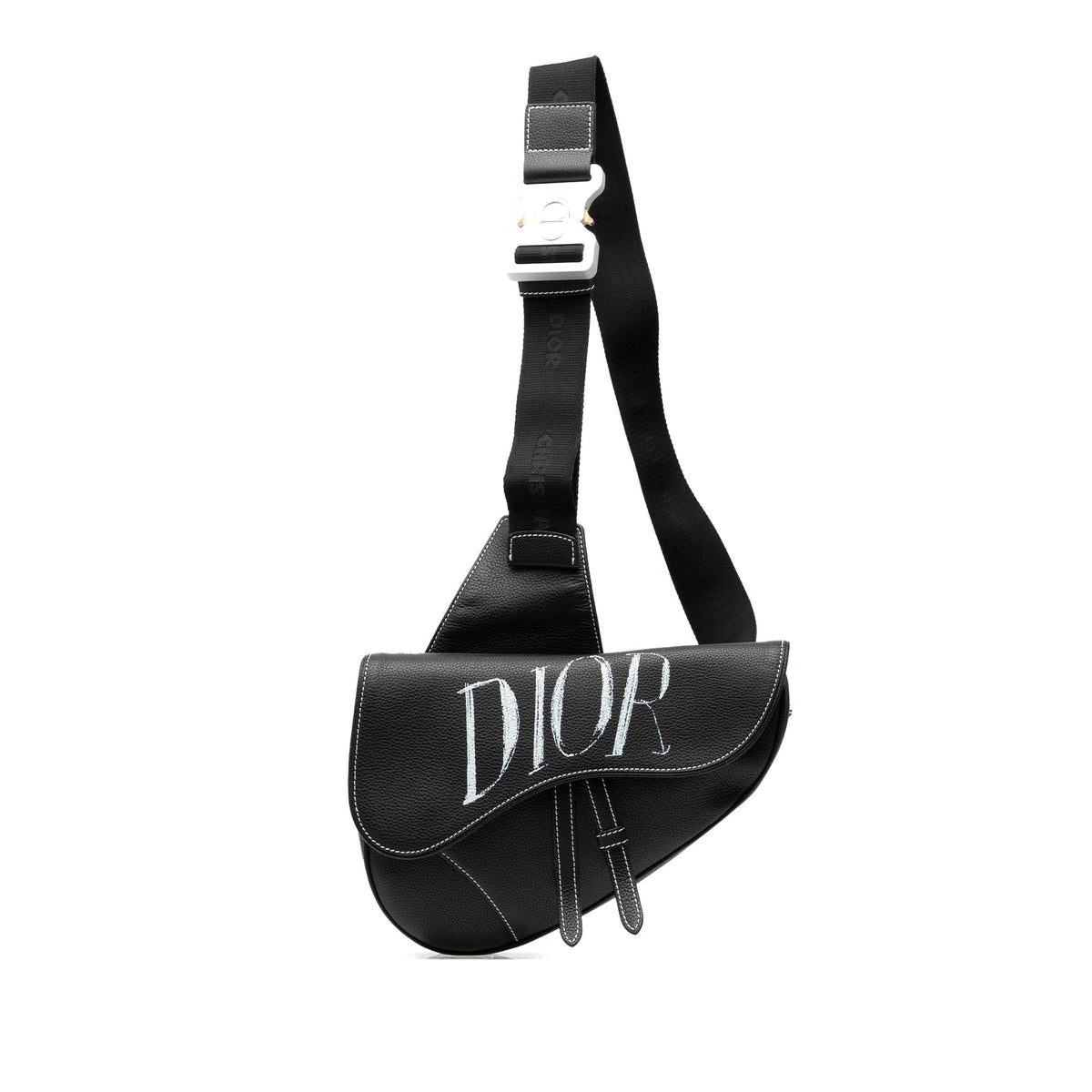 Black Dior Alex Foxton Grained Calfskin Saddle Bag Rovelle Bags