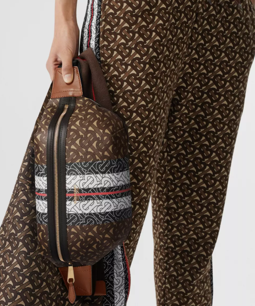 Burberry Medium Stripe Canvas Brown Handbag