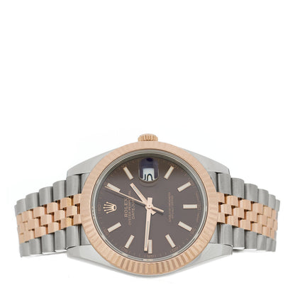 Stainless Steel 18K Everose Gold 41mm Oyster Perpetual Datejust Watch Chocolate 126331