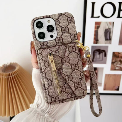 Tri-fold zipper phone case for iphone