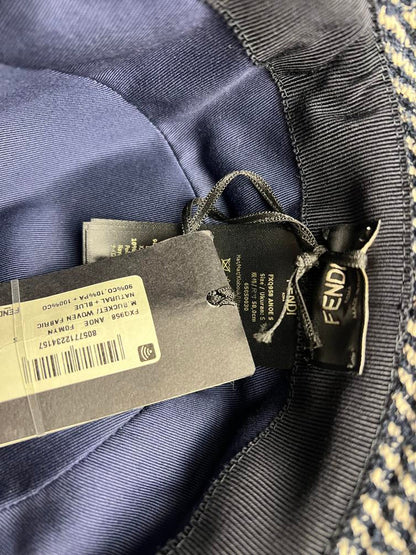 Fendi Navy/White Woven Bucket Hat Rovelle Bags