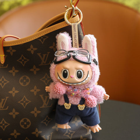 (Baby + clothes) Sitting party baby clothes plush vinyl face doll bag pendant girl gift