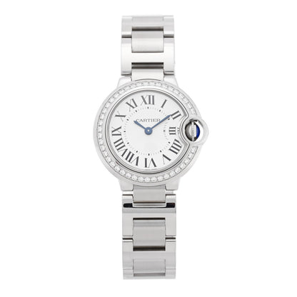 Stainless Steel Diamond Bezel 28mm Ballon Bleu De Cartier Quartz Watch