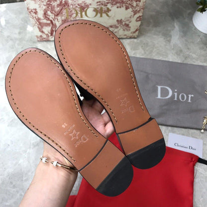 Dior Black Leather Diorevolution Flat Slides 