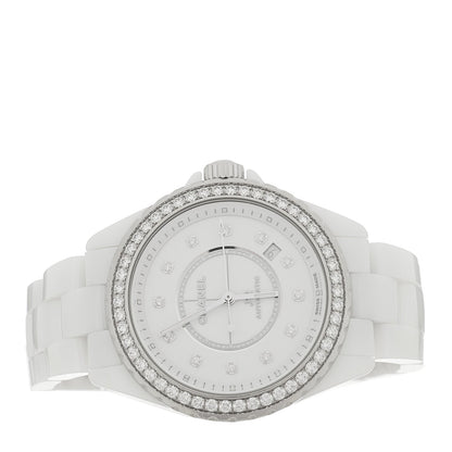 Stainless Steel Ceramic Diamond Bezel 38mm J12 Automatic Watch White