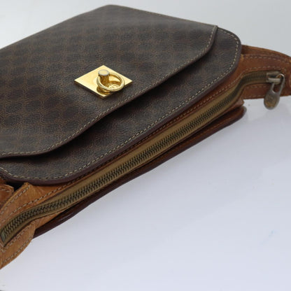 Luxury CELINE Macadam Canvas Shoulder Bag Brown 80063