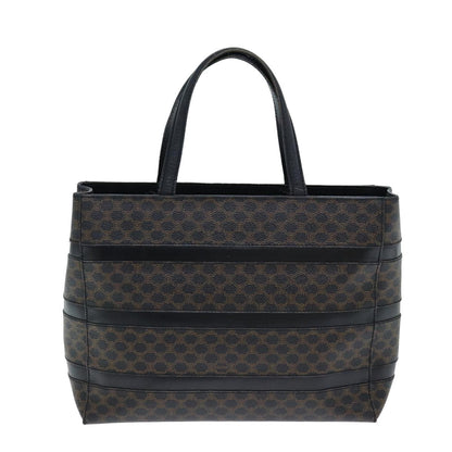 Luxury CELINE Macadam Canvas Hand Bag Black Brown 80079