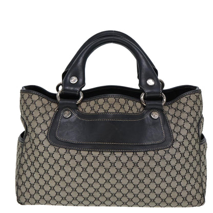 Luxury CELINE Macadam Canvas Hand Bag Black Beige 80080