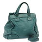 Luxury CELINE Hand Bag Leather 2way Turquoise Blue 80082
