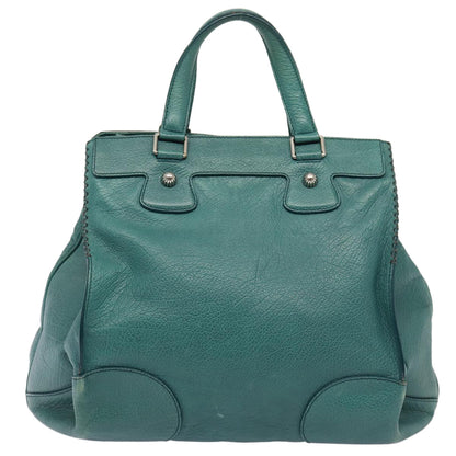 Luxury CELINE Hand Bag Leather 2way Turquoise Blue 80082