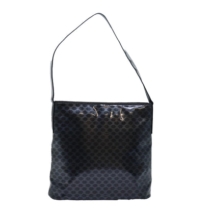 Luxury CELINE Macadam Canvas Enamel Shoulder Bag Black 80084