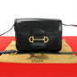 CELINE Shoulder Bag leather black Horsebit Metal Women