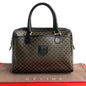 CELINE Handbag Leather, PVC Brown Macadam Blason Triomphe Pattern Women