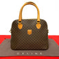 CELINE Handbag Leather, PVC Brown Macadam Blason Triomphe Pattern Women
