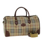 Luxury BurberrySs Nova Check Boston Bag PVC Leather 2way Beige Auth 80146