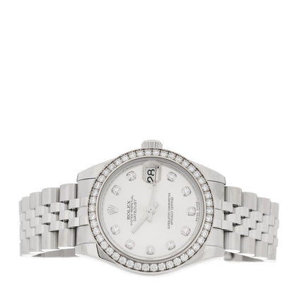 Stainless Steel 18K White Gold Diamond Bezel 31mm Oyster Perpetual Datejust Watch Silver 278384RBR