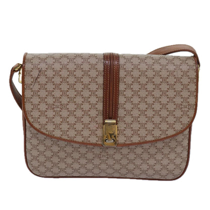 Luxury CELINE Macadam Canvas Shoulder Bag Beige 80570
