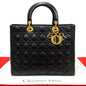 Dior Handbag leather black Cannage stitch Lady Dior Women Rovelle Bags