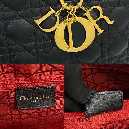 Dior Handbag leather black Cannage stitch Lady Dior Women Rovelle Bags