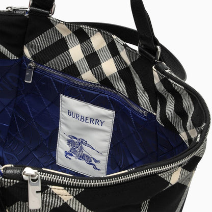 Burberry With Pattern Check Black Tote Bag