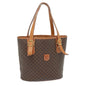 Luxury CELINE Macadam Canvas Hand Bag PVC Leather Brown 80879