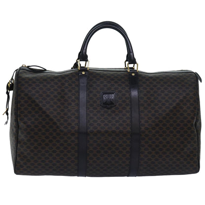 Luxury CELINE Macadam Canvas Boston Bag PVC Leather Black 80880