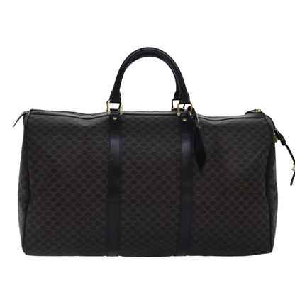 Luxury CELINE Macadam Canvas Boston Bag PVC Leather Black 80880