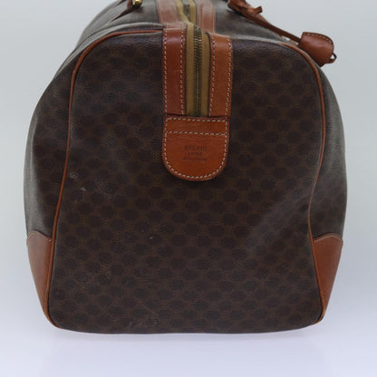 Luxury CELINE Macadam Canvas Boston Bag PVC Leather Brown 80882