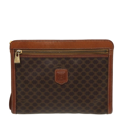 Luxury CELINE Macadam Canvas Clutch Bag PVC Leather Brown 80976
