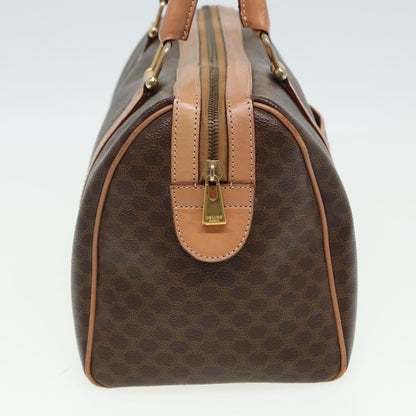 Luxury CELINE Macadam Canvas Boston Bag PVC Leather Brown 80990