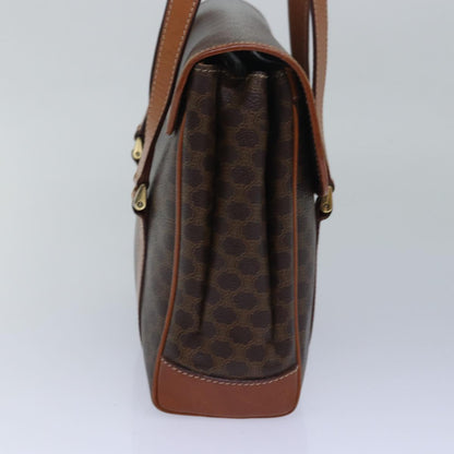 Luxury CELINE Macadam Canvas Shoulder Bag PVC Leather Brown 80995