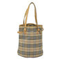 Luxury BurberrySs Nova Check Blue Label Shoulder Bag Canvas Beige Auth 81140