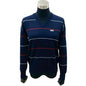 CELINE sweater wool Navy logo V-neck school knit Women 44